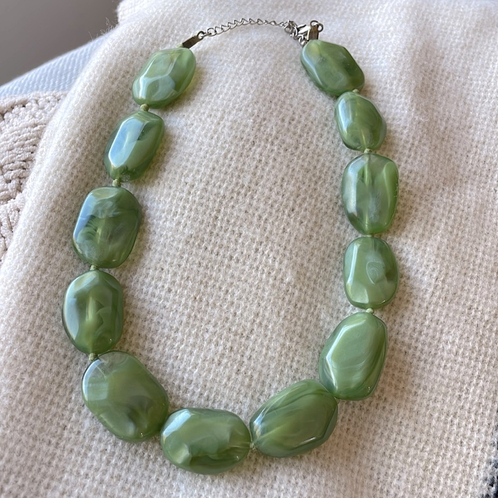 Faux jade necklace